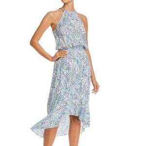 Parker "Kyra" Silk Dress, Blue & White, Large